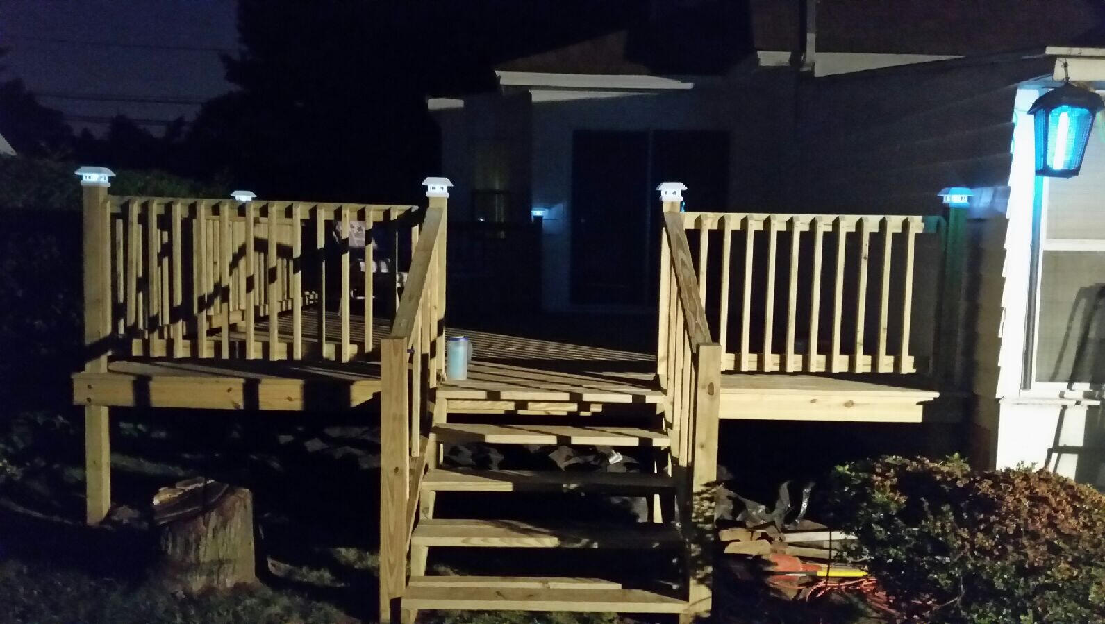 Deck Nighttime View (AFTER) assisted with the Design &amp; Lighting
